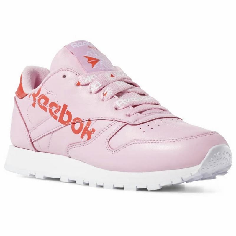 Tenisi Reebok Classic Leather Dama Roz/Rosii/Albi Romania YN1893MJ